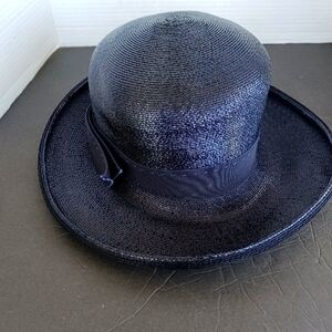 Battelstein's Houston Navy Blue Brim Hat With Ribbon 1960s